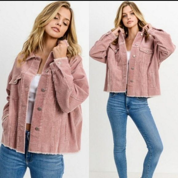 RELISTED Oversized pink button up corduroy jacket - Picture 6 of 7